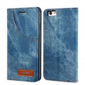 Housse Etui BLEU Tissu Jeans Denim pour Apple iPhone 8 PLUS FLOVEME