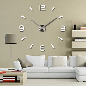 3d Stickers BLANC Grand Horloge Montre Murale Acryliques A1 - 120 cm