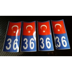 4x Stickers Plaques D'immatriculation Fin Série Turquie 36 - 100x45 mm