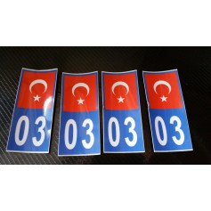 4x Stickers Plaques D'immatriculation Fin Série Turquie 03 - 100x45 mm