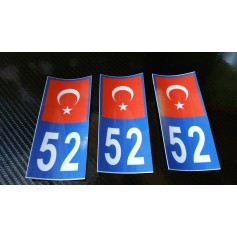 3x Stickers Plaques D'immatriculation Fin Série Turquie 52 - 100x45 mm