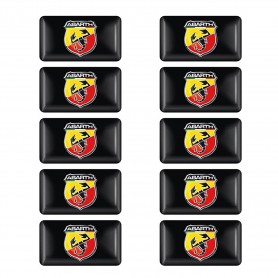 10 pièces 3D doming stickers Abarth 18x11 mm Badge Drapeaux Stickers Autocollant  Relief avec Résine 