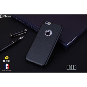 Coque Métallique en Aluminium Brossé Noir iphone 6S 6 Cadre Silicone Tpu