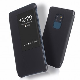 Pour Huawei MATE 20 Etui à rabat BLEU NUIT Smart Flip Cover Clear View