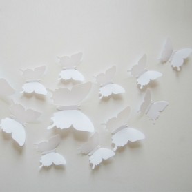 Papillon De 12 Pièces 3D Stickers BLANC Décoration Maison Butterfly 3d
