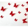 Papillon De 12 Pièces 3D Stickers Rouge 2 Décoration Butterfly 3d