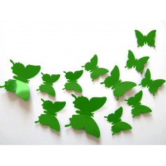 12 Pièces 3D Stickers Papillon Vert Citron Décoration Maison Butterfly 3d