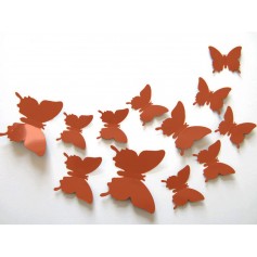 12 Pièces 3D Stickers Papillon Orange Pastel Décoration Maison Butterfly 3d