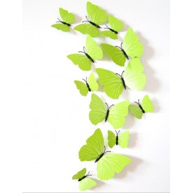 12 Pièces 3D Stickers Papillon Vert Type 2 Décoration Maison Butterfly 3d
