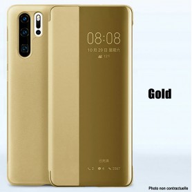 Pour Huawei P30 PRO Etui à rabat DORE GOLD Smart Flip Cover Clear View