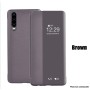 Pour Huawei P30 Etui à rabat BRUN  Smart Flip Cover Clear View