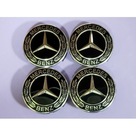 4 Cache Moyeu 75mm Gris Mat Pour Mercedes Logo Emblème Jante Centre De Roue  - Équipement auto