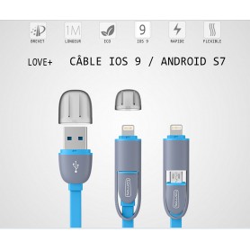 Cable Certifié 2in1 Micro USB et iPhone SE 2020 HTC M9 10 Galaxy Edge 6 7 plus