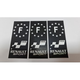 3x Stickers Plaque d’immatriculations Logo Renault RS Sport 100X45 mm Promo Ref7