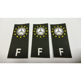 3x Stickers Plaque d’immatriculations Logo Mercedes-Benz 100X45 mm Promo Ref35