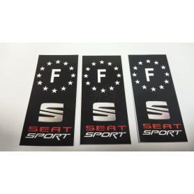 3x Stickers Plaque d’immatriculations Logo Seat Sport 100X45 mm Promo Ref38