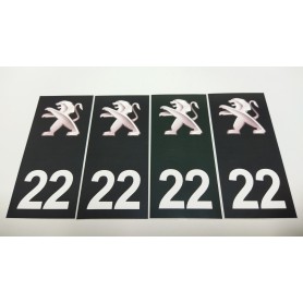 4x Stickers Plaque d’immatriculations 22 Peugeot 100x45 mm Promo Ref51