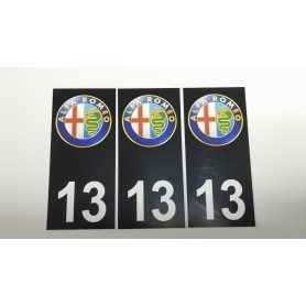 3x Stickers Plaque d’immatriculations 13 Alfa Romeo 100X45 mm Promo Ref56