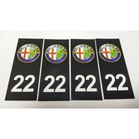 4x Stickers Plaque d’immatriculations 22 Alfa Romeo Promo Ref62
