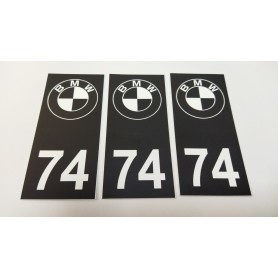 3x Stickers Plaque d’immatriculations 74 BMW M Power 100X45 mm Promo Ref66