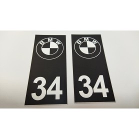 2x Stickers Plaque d’immatriculations 34 BMW M Power 100X45 mm Promo Ref67