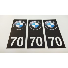 3x Stickers Plaque d’immatriculations 70 BMW 100X45 mm Promo Ref70