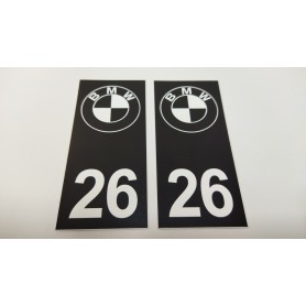 2x Stickers Plaque d’immatriculations 26 BMW 100X45 mm Promo Ref71