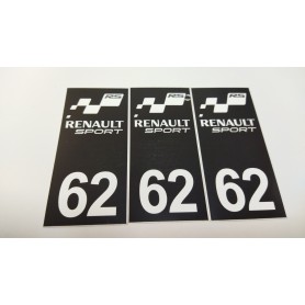 3x Stickers Plaque d’immatriculations 62 Renault Sport RS 100X45 mm Promo Ref74