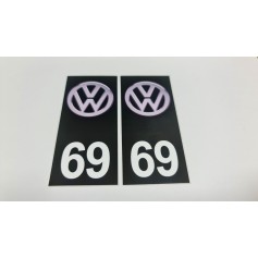 2x Stickers Plaque d’immatriculations 69 Volkswagen 100X45 mm Promo Ref81