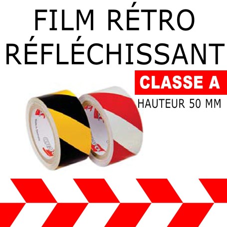 Adhésif Film rétro réfléchissant alterné Rouge-Blanc 500 cm