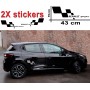 2X Stickers "Renault Sport 2" GRIS METALLISE 43X15 cm Prix PROMO