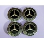 4x Logo Jante Mercedes Benz Noir Argent 75mm Cache Moyeu Centre De Roue Emblème