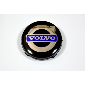 4x Logo Jante Volvo 64 mm Noir Bleu Cache Moyeu Centre De Roue Emblème 3546923