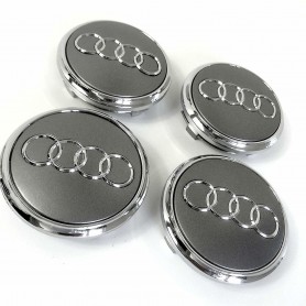 4 pièces 4L0601170 Cache Moyeu Jante Pour Audi Argente & Gris 77mm Centre De Roue Emblème