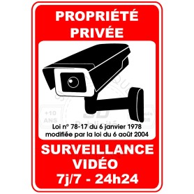 4x Pièces Autocollant 30x20 cm Propriété Privée Surveillance Vidéo 7J/7 24H /24