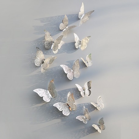 Pengcen Lot de 12 autocollants muraux 3D en forme de papillon - Pour  décoration de salon et de mariage - Motif A (orange)