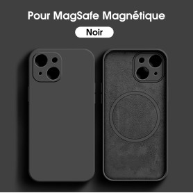 "Noir" Coque Magsafe magnétique en silicone liquide pour iPhone 14 Pro