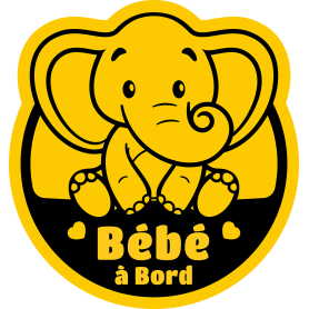 Bébé à Bord éléphant 20x20cm pour garçon et fille, unisexe Autocollant Stickers Vinyle Ref:24