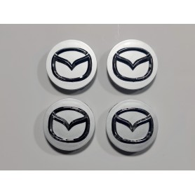 4x Cache Moyeu Jante Argent pour Mazda 55mm Centre De Roue Emblème