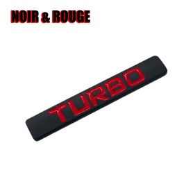 Badge Métal Stickers Turbo 15x93 mm Noir Rouge Autocollant Tuning Vouiture Sport