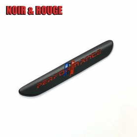 Badge Métal Stickers Performance 14x95 mm Noir Rouge Autocollant Tuning Vouiture Sport