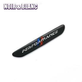 Badge Métal Stickers Performance 14x95 mm Noir Blanc Autocollant Tuning Vouiture Sport