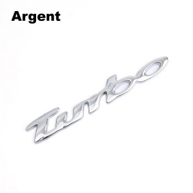 3D Badge Métal Stickers Turbo 20x135 mm Argent Autocollant Tuning Vouiture Sport