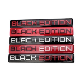 Badge Alu Stickers Black Edition 14x103 mm Rouge Noir Autocollant Tuning Vouiture Sport