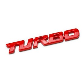3D Badge Métal Stickers Turbo 14x120 mm Rouge Autocollant Tuning Vouiture Sport