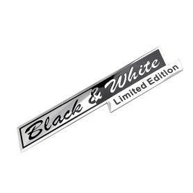 Badge Alu Stickers Black White Limited Edition 30x150 mm Noir Argent Autocollant Tuning Vouiture Sport