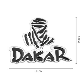 Autocollant 3d Argent Dakar 100x85mm d'emblème style de rallye Dakar tout-terrain