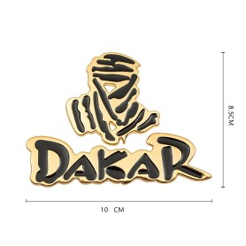 Autocollant 3d OR Gold Dakar 100x85mm d'emblème style de rallye Dakar tout-terrain