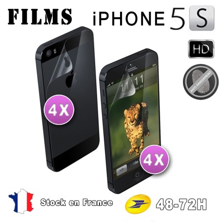 8X Film Protection Anti Reflets Iphone 5-5S 4Av+4Ar