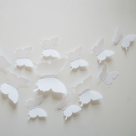 12 Pièces 3D Stickers Papillon BLANC Décoration Maison Butterfly 3d